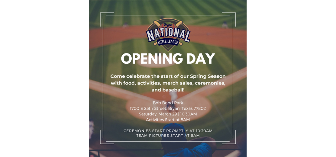 Opening Day! Saturday, March 29!